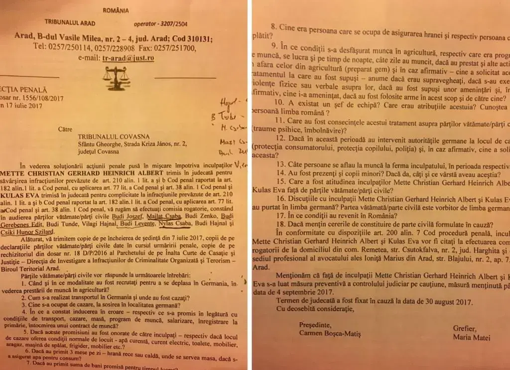 BOMBA cu adevăruri penibile din justiția arădeană a explodat la Tribunalul Covasna! O PARTE VĂTĂMATĂ a dat peste cap Rechizitoriul procurorului Miron Codrin în cazul ȚIGANIADA ROMÂNO-GERMANĂ