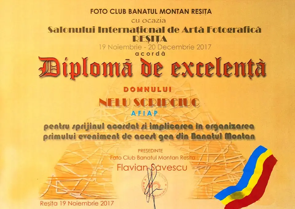 Medalia de aur FIAP, pentru fotograful arădean Nelu Scripciuc