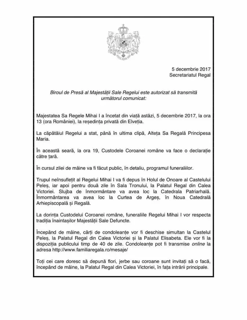 [BREAKING NEWS] A murit Regele Mihai I al României