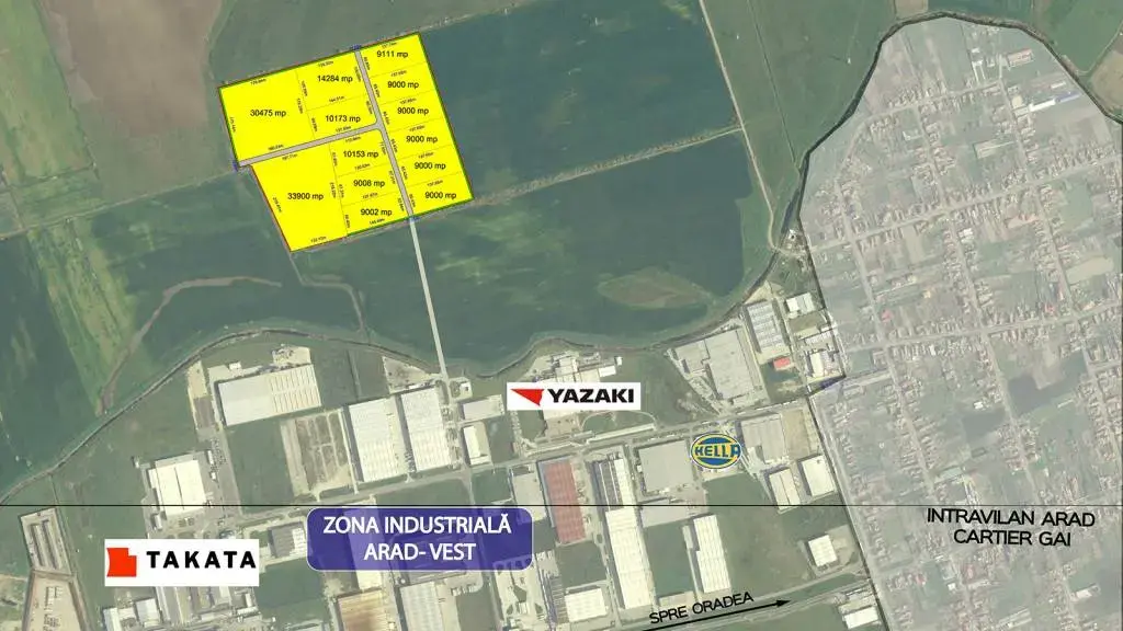 [OFERTĂ] TERENURI DE VÂNZARE în ARAD, cu PUZ și utilități pentru industrie, comerț, servicii, depozitare, locuințe
