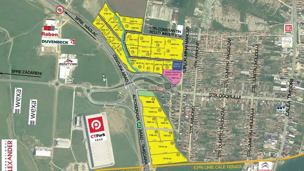 [OFERTĂ] TERENURI DE VÂNZARE în ARAD, cu PUZ și utilități pentru industrie, comerț, servicii, depozitare, locuințe