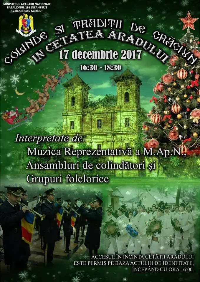 „Colinde şi tradiţii de Crăciun în Cetatea Aradului” - un SPECTACOL de EXCEPȚIE susținut de Muzica Reprezentativă a Ministerului Apărării Naţionale