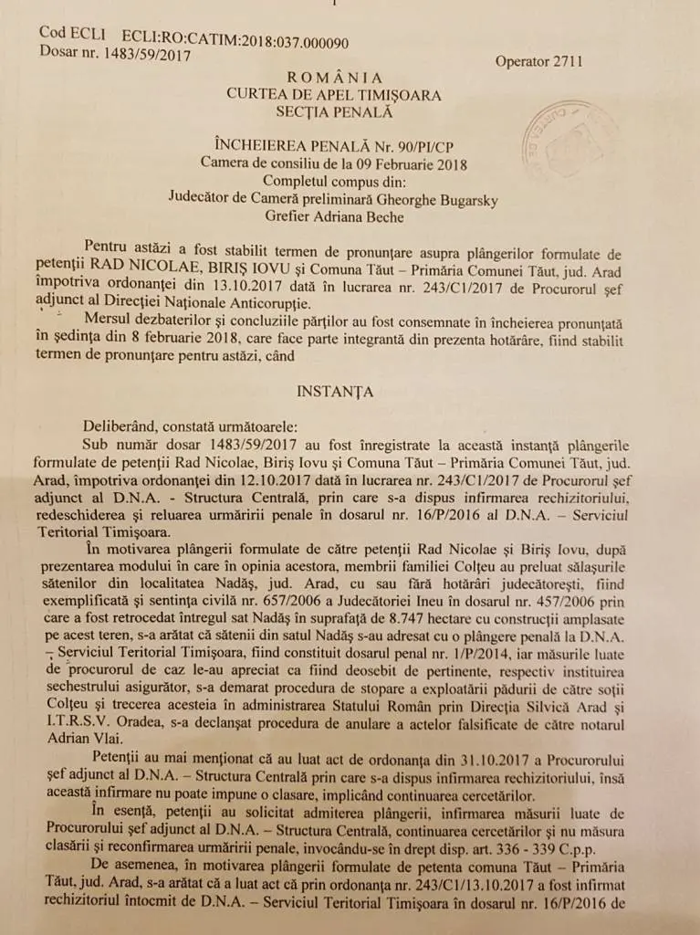 [ACTUALIZARE 2] Prefectura Arad umblă ca orbul cu bâta prin pădurile Nadășului, TESTAMENTUL nu l-a văzut nimeni, plângerile împotriva „moștenirii familiei Colțeu” se plimbă din DNA în DNA, iar sătenii și „publicul spectator” sunt pe COD ROȘU de „ceață judiciară”