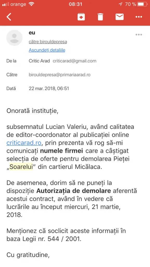 Cum se poate să DEMOLEZI o piaţă în municipiul Arad FĂRĂ AUTORIZAŢIE DE DEMOLARE?! Iată un exemplu: PIAȚA SOARELUI - o „manevră de Primărie” cu tupeu penal