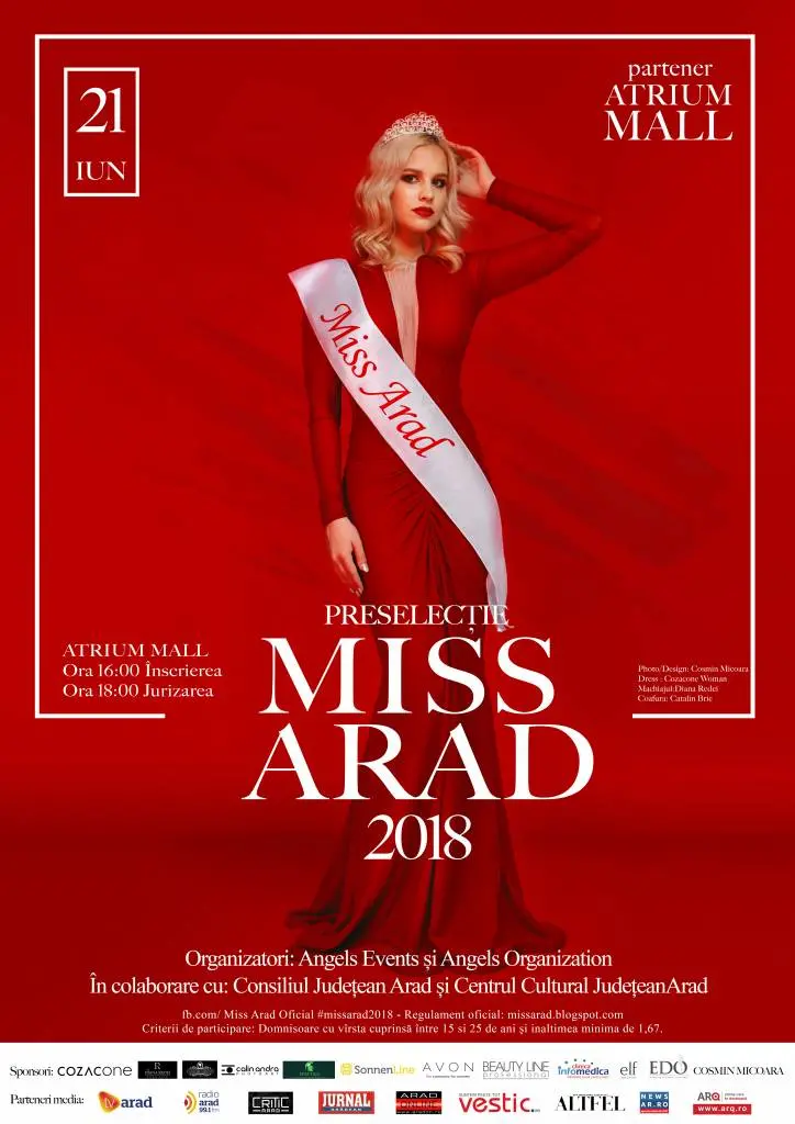 [ACTUALIZARE] Săptămâna preselecției Miss Arad 2018. Vezi PROGRAMUL și REGULAMENTUL