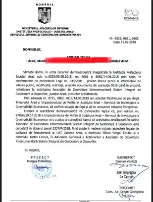 Ce avem noi aici? Doi POTENȚIAL-PENALI în funcții publice avem: Iustin Cionca și Sergiu Bîlcea sunt cercetați de Serviciul de Investigare a Criminalității Economice al IPJ Arad în Dosarul Penal 2337/P/2018... de care, probabil, se va alege PRAFUL