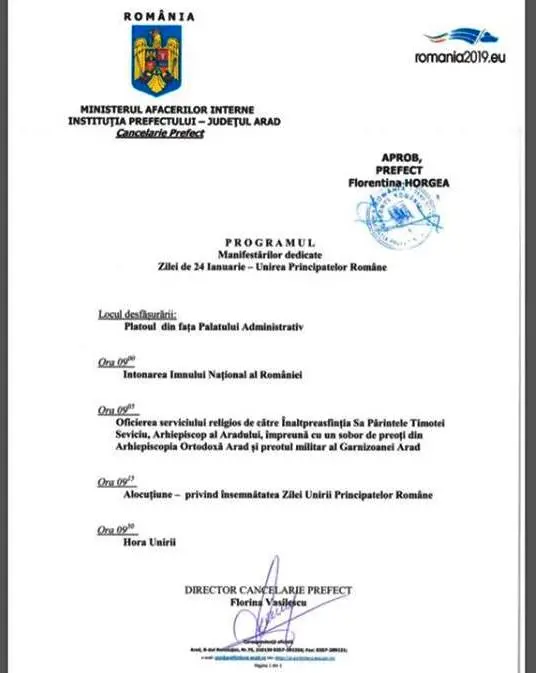 Ceremonie dedicată Zilei Unirii Principatelor Române, 24 ianuarie [PROGRAM]