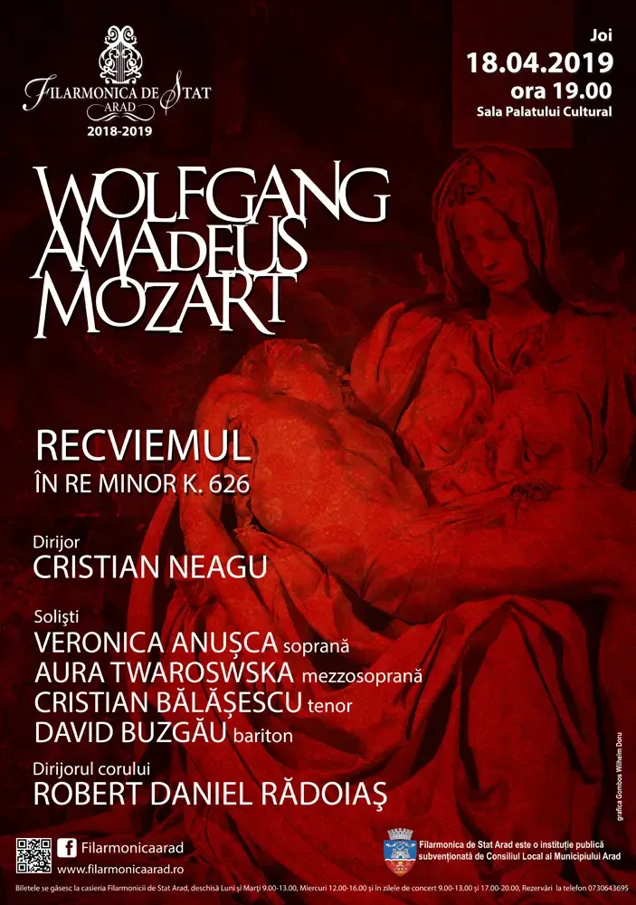 RECVIEM-ul lui MOZART - la Filarmonică, în JOIA MARE a Paștilor Catolice... o partitură mai tulburător-actuală ca niciodată