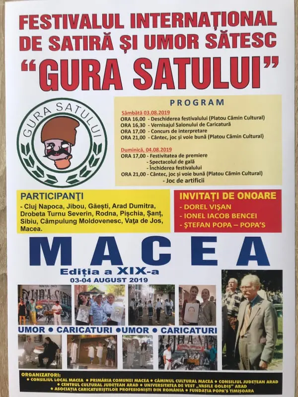 Dorel Vişan, Ionel Iacob Bencei și Ștefan Popa Popa’s, la Festivalul Internaţional de Satiră şi Umor Sătesc „Gura Satului” de la Macea