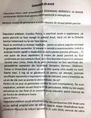 [ACTUALIZARE 3] Autoritățile - „strâns unite în jurul MISTREȚILOR MORȚI”. Florentina Horgea l-a adus la Prefectură pe secretarul de stat din Ministerul Agriculturii, Falcă a cerut bani de la Bruxelles, iar Cionca a solicitat Ordonanță de Urgență pentru combaterea efectelor PESTEI PORCINE