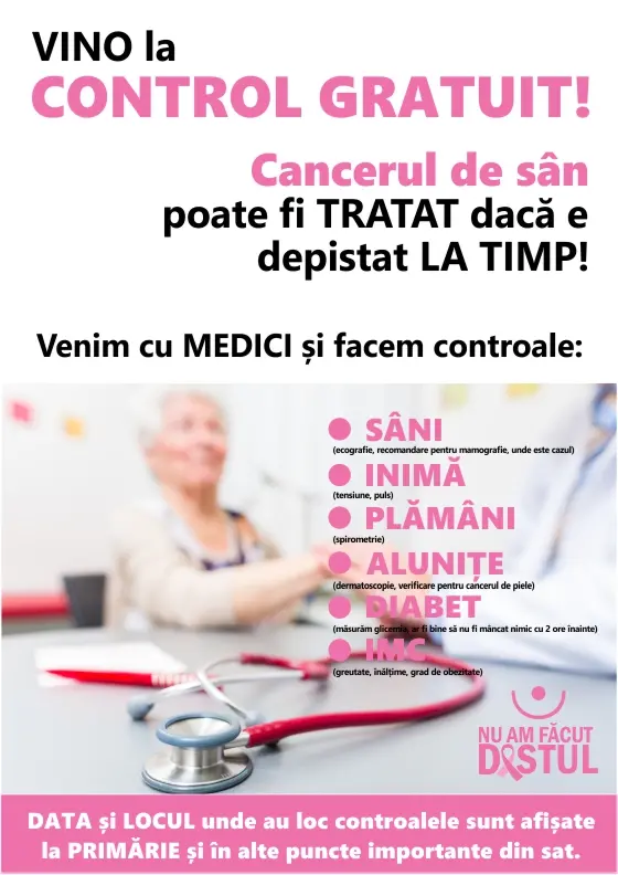Caravana „Nu am făcut destul”, pentru testarea GRATUITĂ a cancerului la sân, ajunge sâmbătă la Semlac și duminică la Petriș