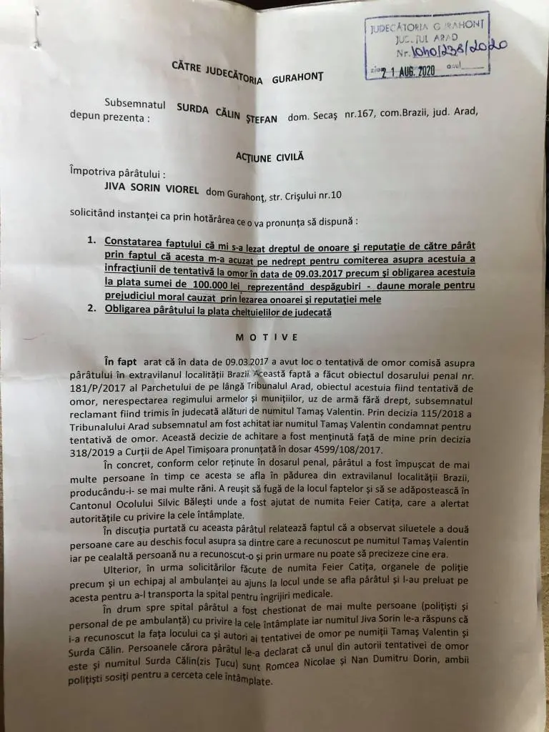 [ACTUALIZARE 19] „Elita braconierilor” din zona Gurahonț către pădurarul Sorin Jiva: „100.000 de lei ne ești dator pentru că te-am împușcat și ne-ai lezat dreptul la onoare”!