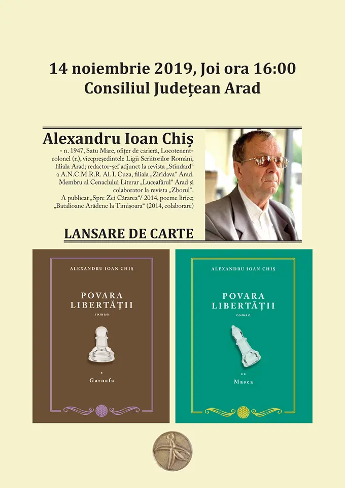 [INVITAȚIE] Cum sună „un ROMAN de 900 de pagini despre Revoluția din 1989 scris de un OFIȚER de carieră cu stil de POET care simte POVARA LIBERTĂȚII”?...
