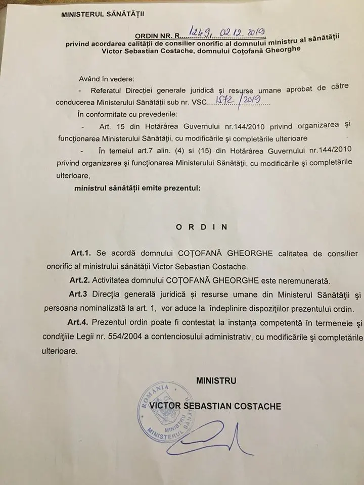 [ACTUALIZARE] Gheorghe COȚOFANĂ a fost REVOCAT din funcția de CONSILIER al Ministrului Sănătății... cum era și normal - iar din TĂMBĂLĂUL ăsta ne-am ales cu NIMIC, în afară de o POEZIE URÂTĂ de toată FRUMUSEȚEA!