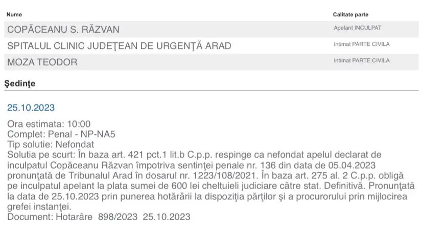 condamnare copaceanu