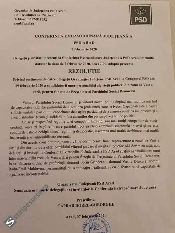 [ACTUALIZARE] Dorel CĂPRAR a elaborat REZOLUȚIA de la HELEN, prin care s-a reales PREȘEDINTE al PSD Arad, cu echipă cu tot. FIFOR: „Mai rău de atât, probabil nu se poate!”