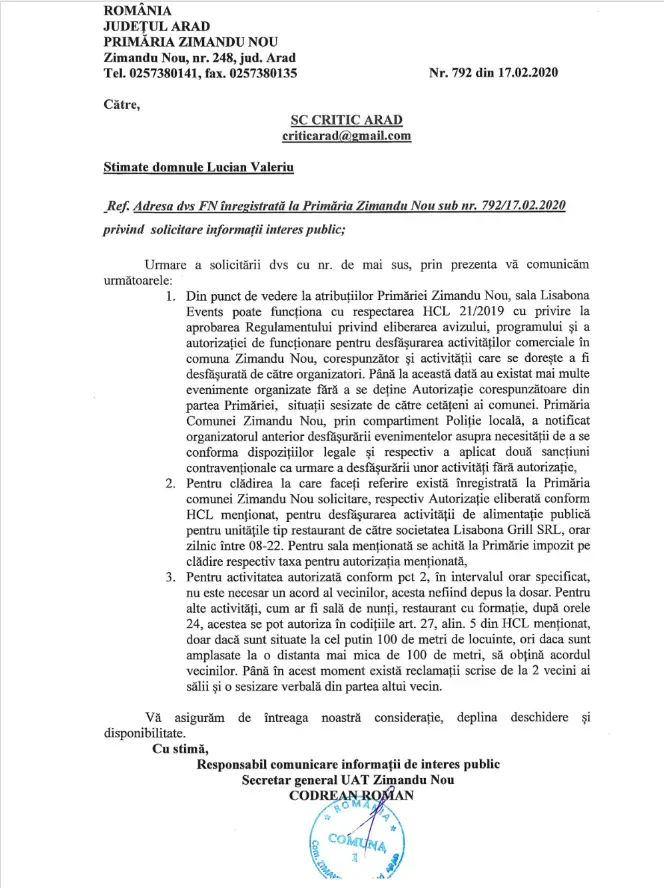 „Lisabona din Zimandu Nou” a coborât de la nivelul onorabil de SALĂ DE BOX „pe bune” la cel mizerabil de SALON DE NUNȚI „pe nașpa”... iar aceasta a declanșat cel mai mare SCANDAL din istoria recentă a comunei din Câmpia de Vest