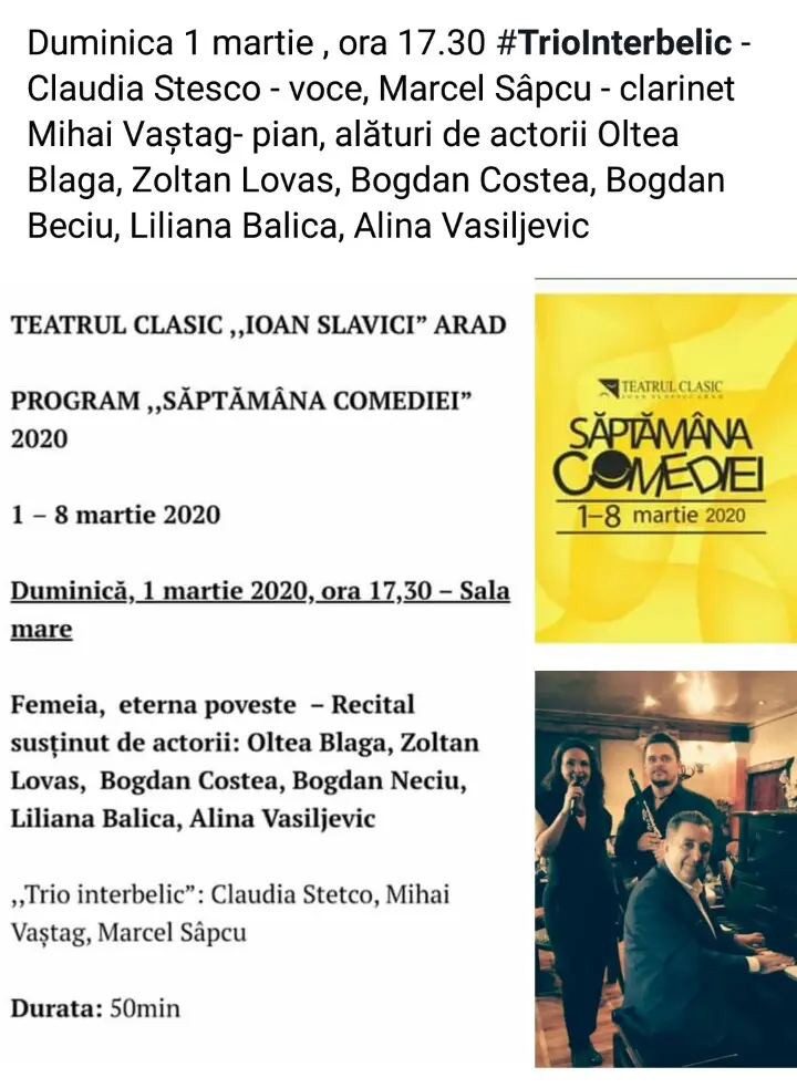„SĂPTĂMÂNA COMEDIEI” de la Teatrul „Ioan Slavici” a început cu DRAGOSTE și POEZIE