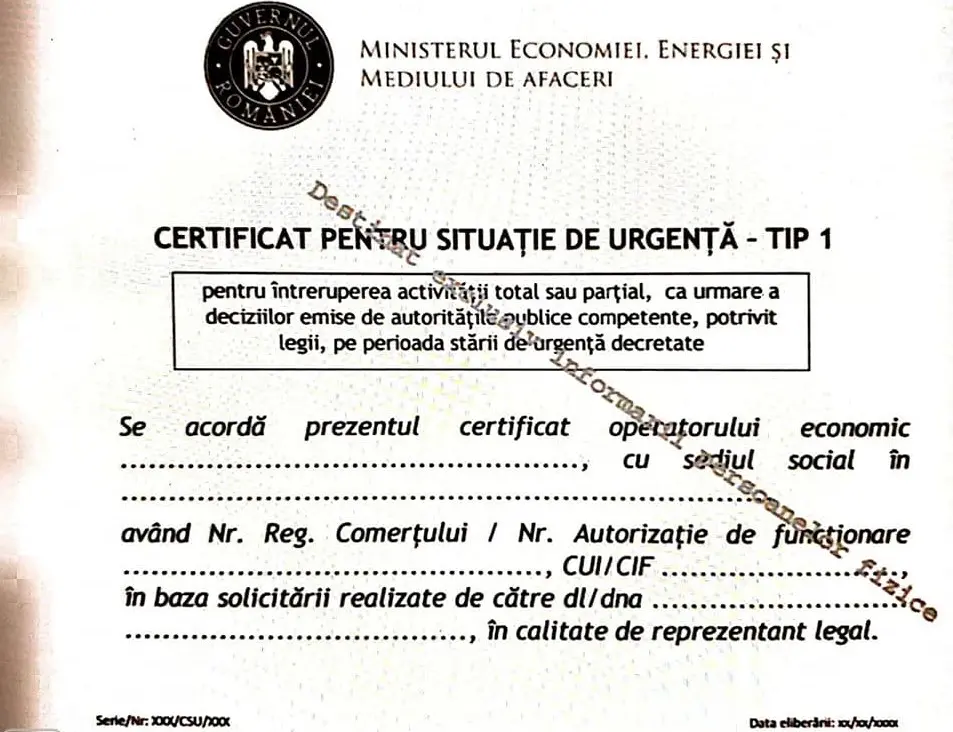 A apărut procedura de acordare a Certificatelor de Situație de Urgență!
