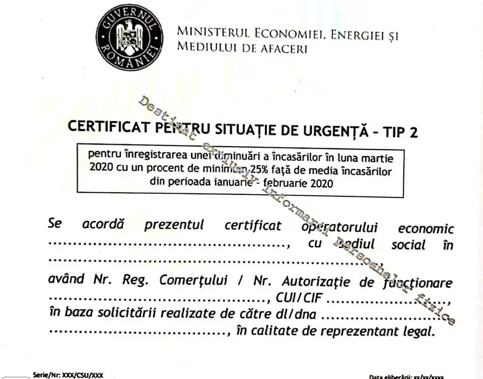 A apărut procedura de acordare a Certificatelor de Situație de Urgență!