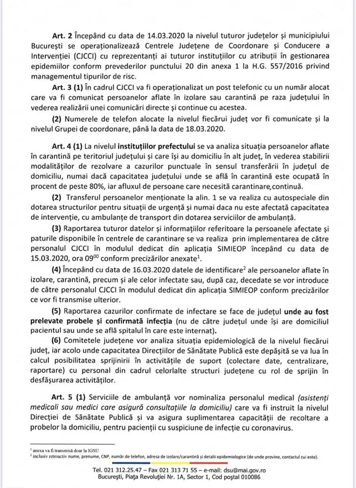 PREFECTUL devine un fel de „șef de stat major al panicii generale” conform DISPOZIȚIEI emise de D.S.U. „privind stabilirea unor măsuri suplimentare în vederea înfecției cu coronavirusul COVID 19”