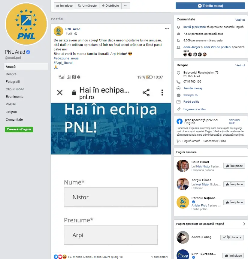 BOMBĂ DE IMAGINE în plină PANDEMIE: ARPI NISTOR a intrat în PNL Arad grație lui GHEORGHE FALCĂ și e HOTĂRÂT să facă să (re)nască MARILE VALORI LIBERALE din „Vlaicu”! „Fac prima filială la TIC-TAC și decapitez PNL Gară!” este primul plan al lui Arpi [FOTODOCUMENTE]