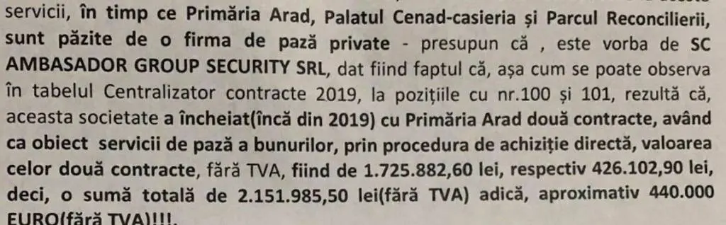 [ACTUALIZARE] Fiecare cu rușii lui - sau cum am îmbogățit până la premiere o firmă obscură din județul Mureș. „Paznicii invizibili” din comuna Rușii Munți au „recâștigat” Contractul de PAZĂ cu Primăria Arad!