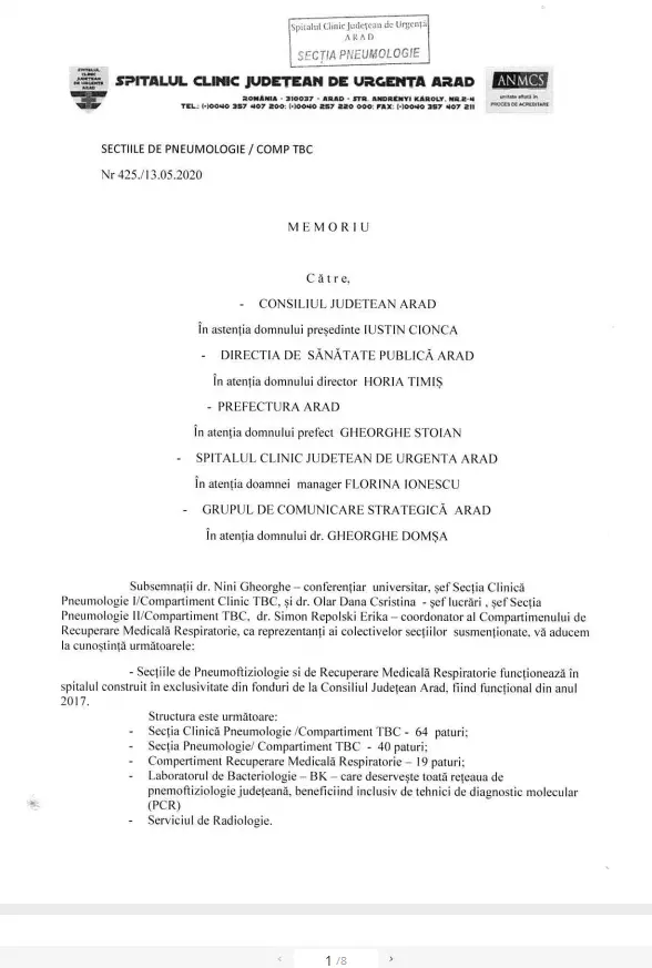 [ACTUALIZARE] Avem un DREPT LA REPLICĂ de la conducătorii Secției din Grădiște a Spitalului Județean... pe care îl tratăm cu atât de mult RESPECT încât ne propunem să îi verificăm optimismul!