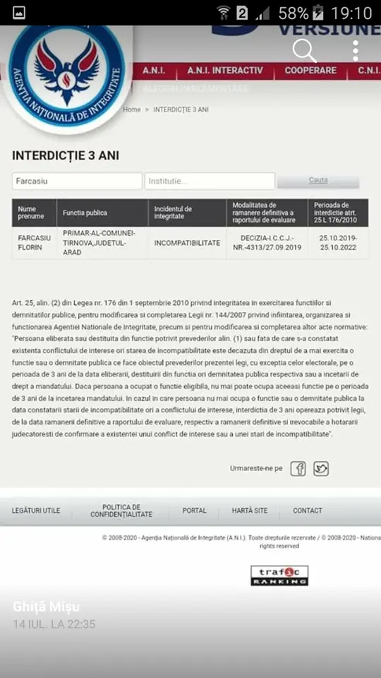 Primarul de Târnova, Florin Farcașiu, se ia la TRÂNTĂ cu LEGEA, contrazicând sentința definitivă care nu-i mai dă voie să candideze!
