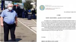 căcatul cu servietă și acreditările sale