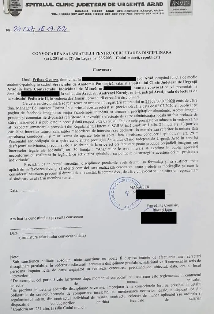[ACTUALIZARE 3] „Proaspetei” Florina Ionescu i s-a pus pata pe „vechiul” George Pribac ca și cum el ar fi „inamicul nevăzut-necunoscut” al Spitalului Județean Arad!