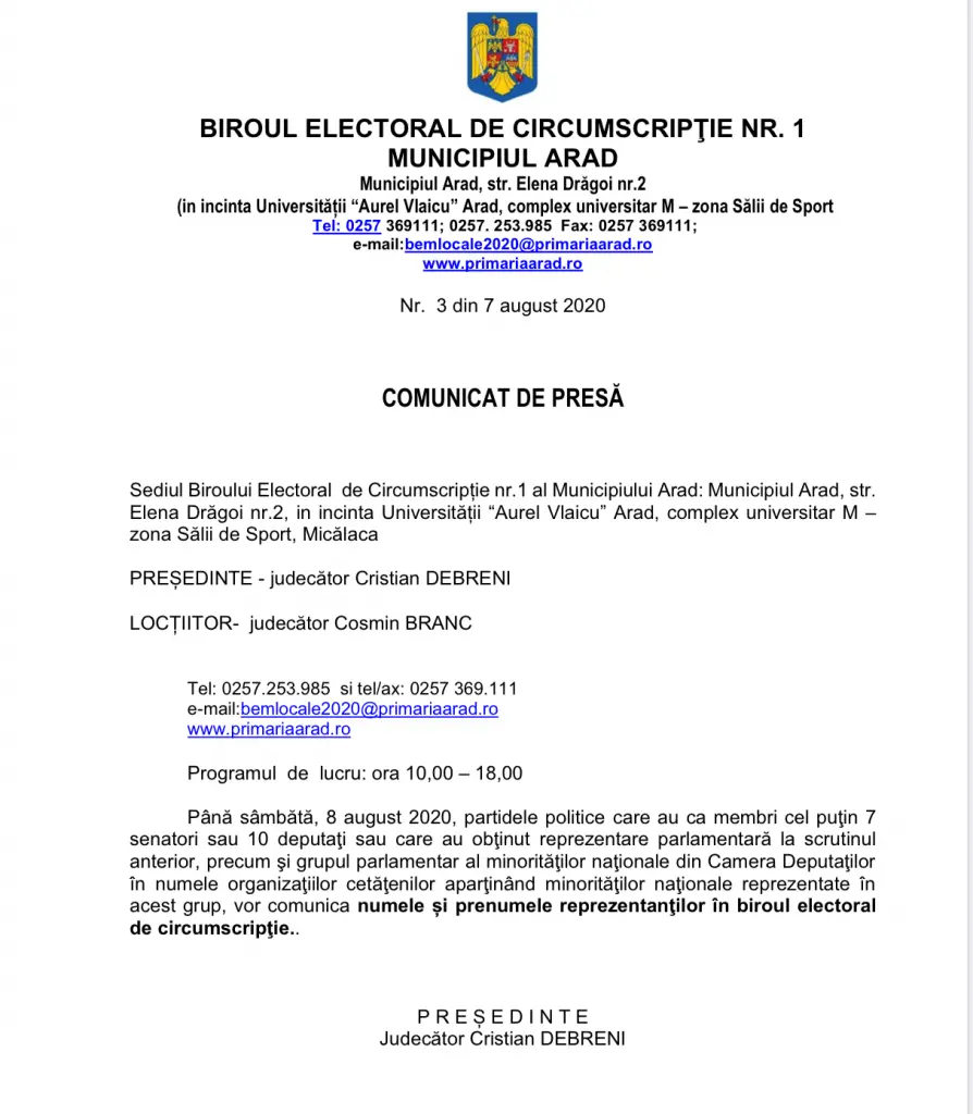[ALEGERI 2020] Astăzi este ultima zi în care partidele parlamentare pot comunica Biroul Electoral Central numele și prenumele reprezentanților lor în Biroul Electoral de Circumscipție