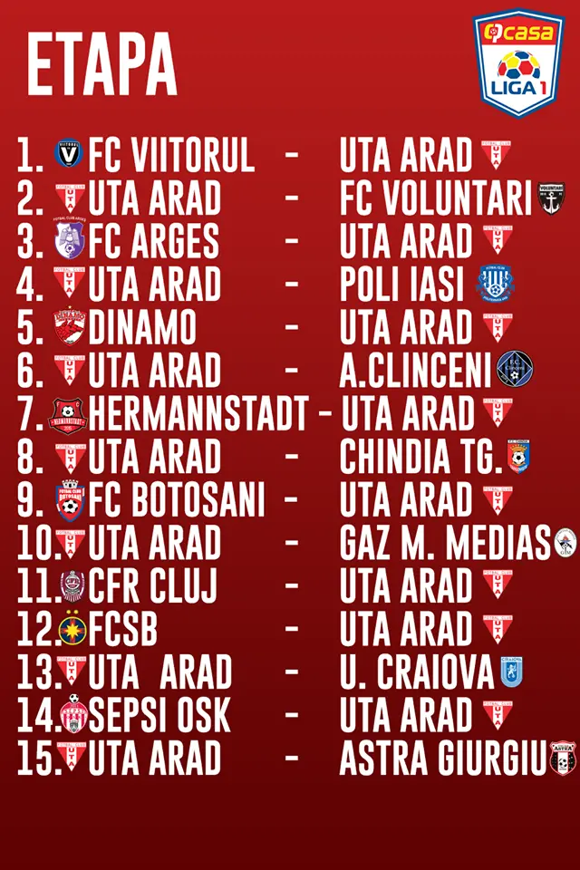Viitorul Constanța - UTA Arad în prima etapă a Ligii I: 22/23 august 2020!