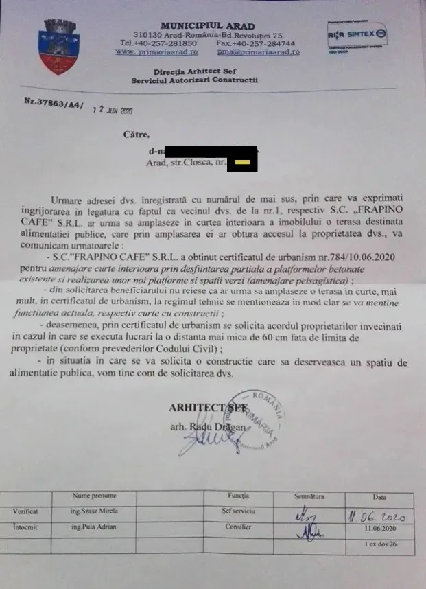 SEGAFREDO și-a deschis o terasă ilegală în curtea de pe strada Cloșca, nr. 1. Tu, dacă nu ești „prieten cu maimuța”, ai voie maxim s-o frecventezi (cu MASCĂ) - ocazie cu care poți să și duci GUNOIUL!