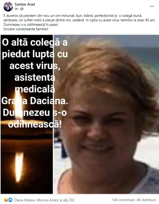 COVID + CORUPȚIE = HAOS. Două asistente medicale au murit în ultimele două zile în (vorba lui Sergiu Bîlcea) „MIZERIA ASTA” de Spital Județean Arad...