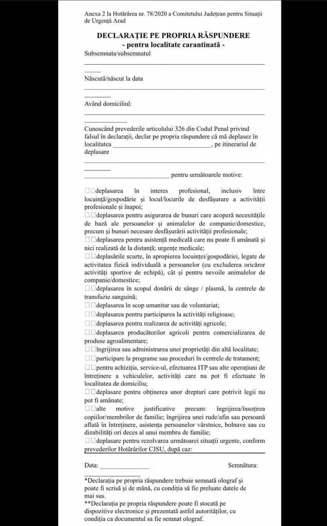 INEUL - în CARANTINĂ. Descarcă DECLARAȚIILE / ADEVERINȚELE fără de care nu ia voie să INTRI / IEȘI / TRANZITEZI localitatea!