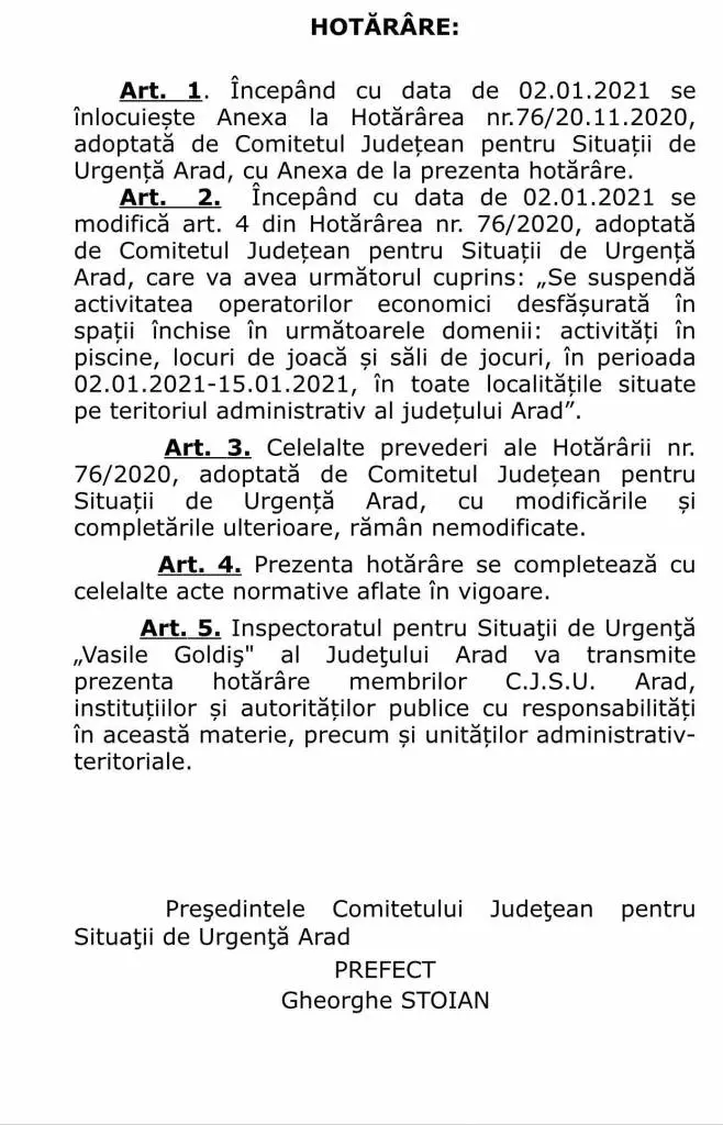 „Liber” la terase și 30% în interiorul barurilor. Activitățile piscinelor, locurilor de joacă și cazinourilor rămân suspendate până în 15 ianuarie
