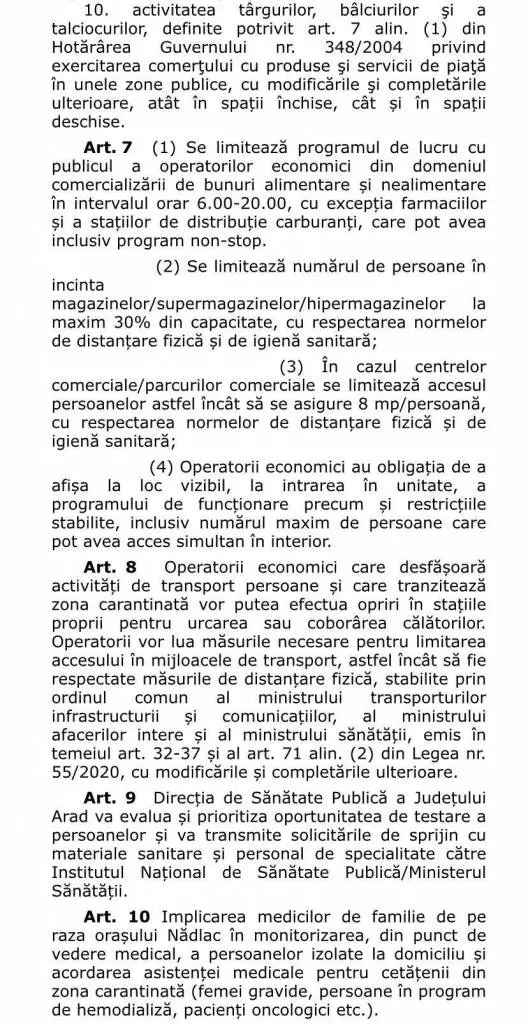 [ACTUALIZARE 2] Reguli suplimentare aplicabile în orașul Nădlac aflat în carantină. Acestea completează Ordinul de instituire a carantinei semnat de Raed Arafat [VEZI REGULILE]