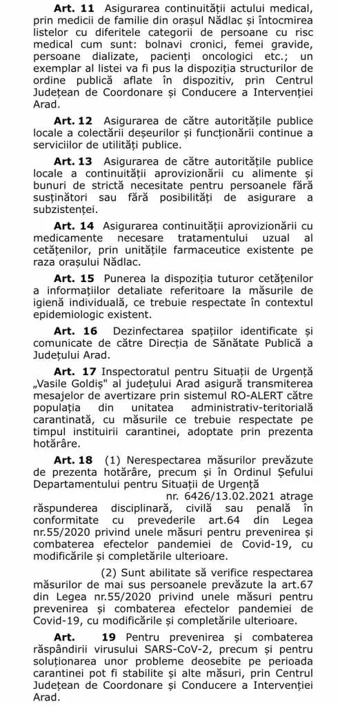 [ACTUALIZARE 2] Reguli suplimentare aplicabile în orașul Nădlac aflat în carantină. Acestea completează Ordinul de instituire a carantinei semnat de Raed Arafat [VEZI REGULILE]