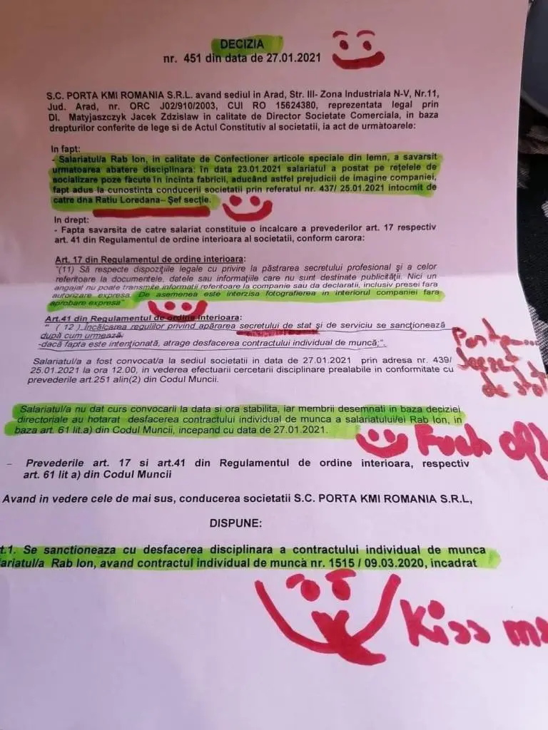 I-au desfăcut contractul de muncă pentru că a postat pe Facebook o poză tristă cu „buda veselă” de la PORTA... pentru „încălcarea regulilor privind APĂRAREA SECRETULUI DE STAT”!