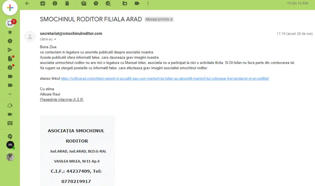 [ACTUALIZARE] MARTORII LUI ISFAN SE DEZIC DE ISFAN! Ne-a sunat „Smochinul Roditor” să ne ceară „drept la replică” la un PAMFLET... făcându-ne viața și mai colorată!