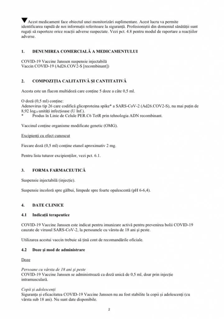 Prospectul VACCINULUI JANSSEN [DOCUMENT]
