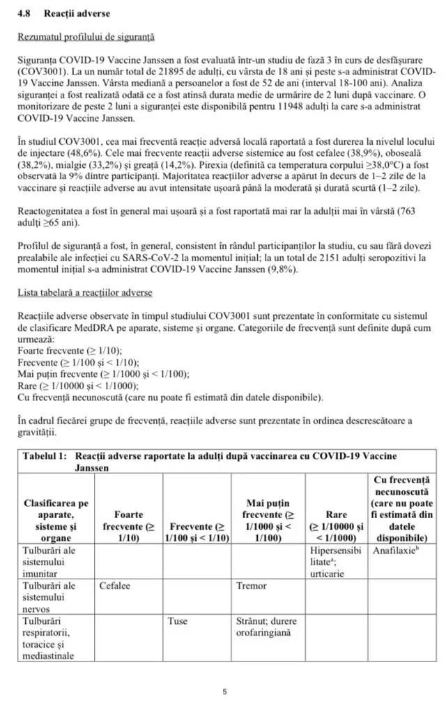 Prospectul VACCINULUI JANSSEN [DOCUMENT]