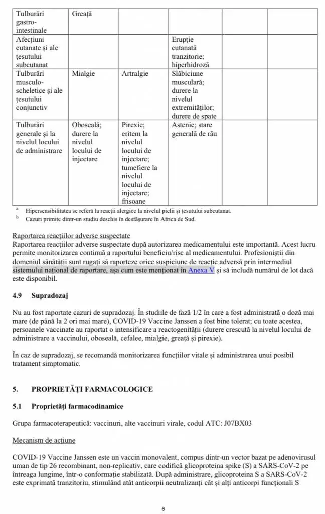 Prospectul VACCINULUI JANSSEN [DOCUMENT]