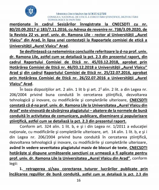 [ACTUALIZARE 6] Curtea de Apel Timișoara confirmă că Ramona Lile este „cea mai mare plagiatoare din cercetarea academică românească de după 1989”. Decizia poate fi atacată cu recurs