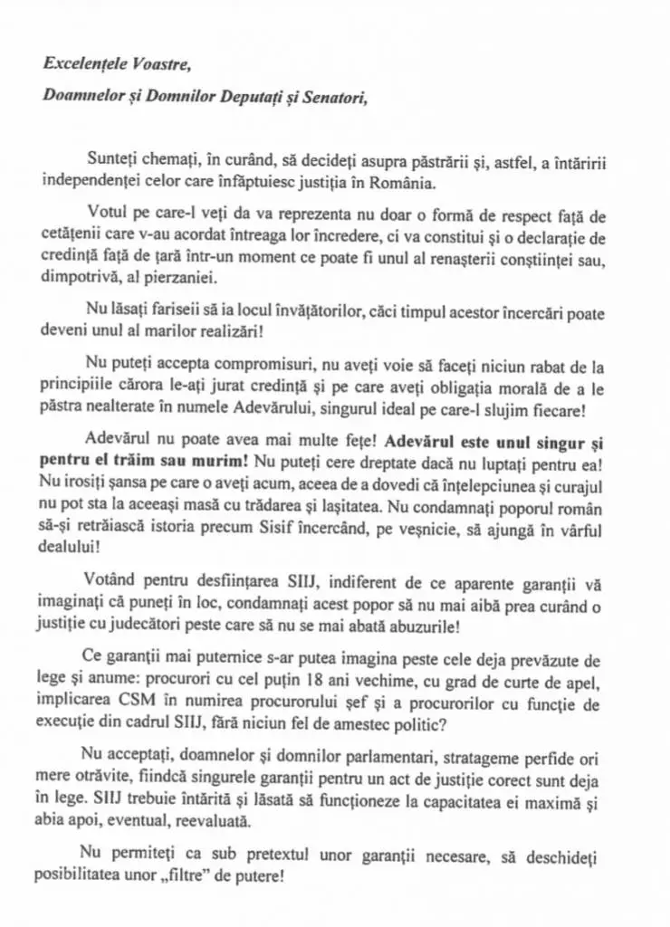 Judecătoarele Gabriela Baltag și Evelina Oprina fac un apel către parlamentari să NU VOTEZE PENTRU DESFIINȚAREA SIIJ [DOCUMENTE]