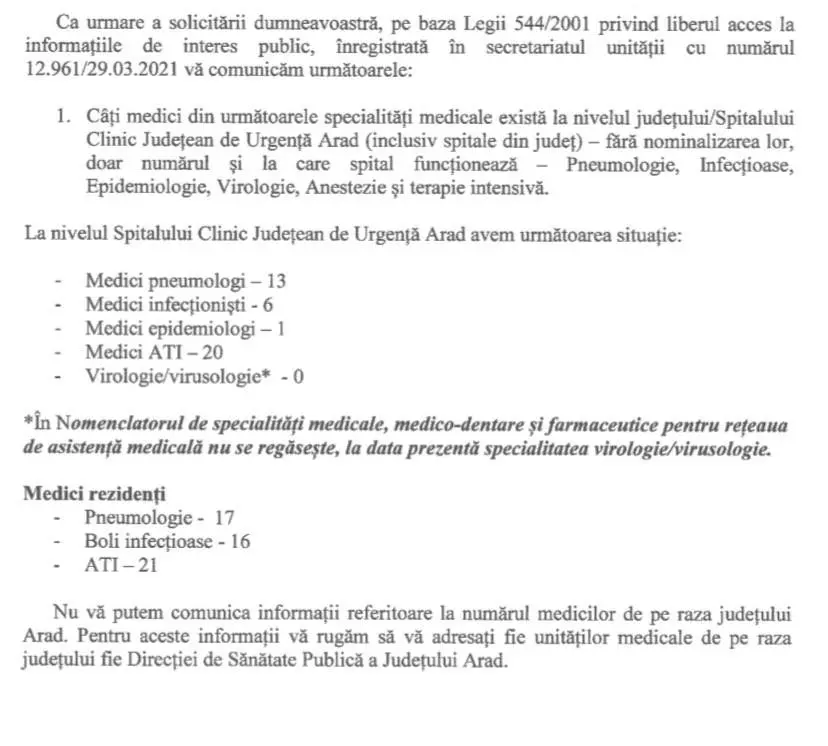 Județul Arad luptă cu pandemia asistat de un singur medic epidemiolog!
