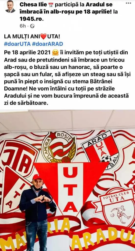 UTA a-mplinit 76 de ani. Filarmonica i-a cântat IMNUL. Călin Bibarț: „Și ce dacă plouă?” [VIDEO]