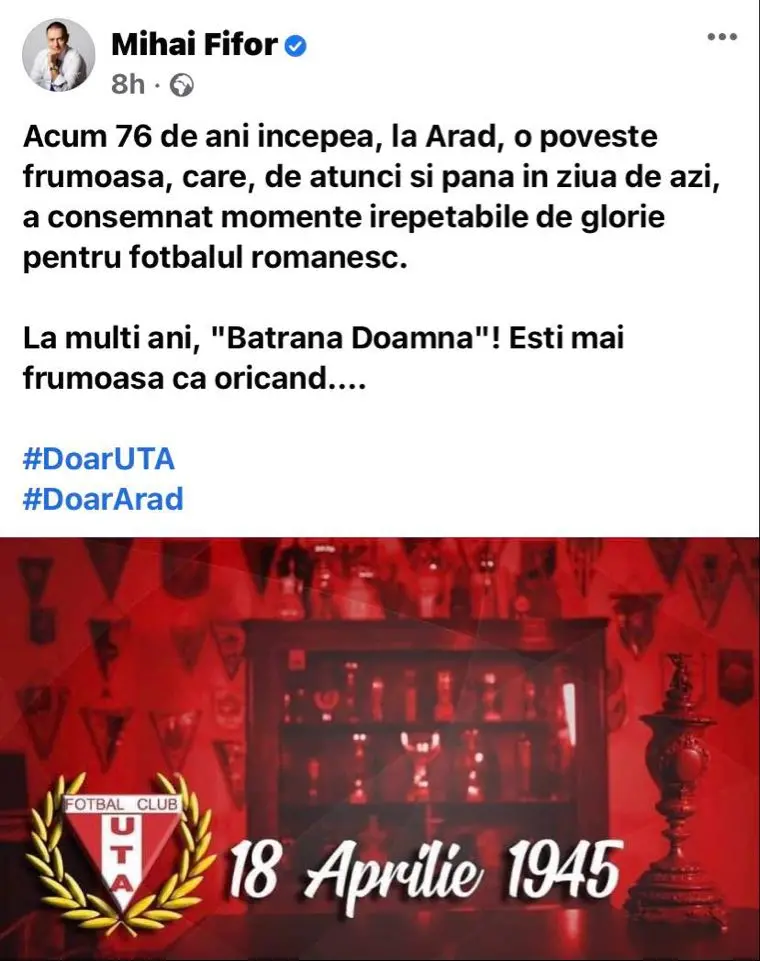 UTA a-mplinit 76 de ani. Filarmonica i-a cântat IMNUL. Călin Bibarț: „Și ce dacă plouă?” [VIDEO]