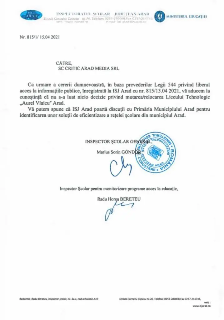 Uneori e bună și critica la ceva: CJRAE a făcut primul pas și ne prezintă succint oportunitățile învățământului dual. De asemenea, ISJ transmite că, deocamdată, nu a luat decizia privind mutarea Liceului Tehnologic „Aurel Vlaicu”